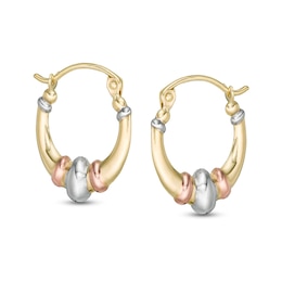 Child's Oval Hoop Earrings in 10K Stamp Hollow Tri-Tone Gold