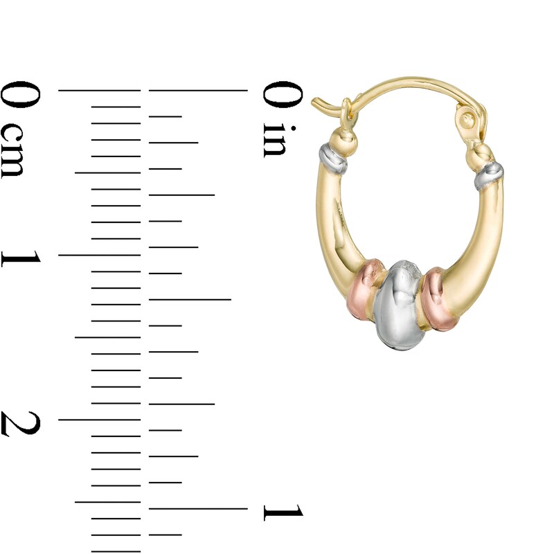 Main Image 2 of Child's Oval Hoop Earrings in 10K Stamp Hollow Tri-Tone Gold