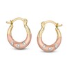Thumbnail Image 1 of Child's Diamond-Cut Hoop Earrings in 10K Stamp Hollow Tri-Tone Gold