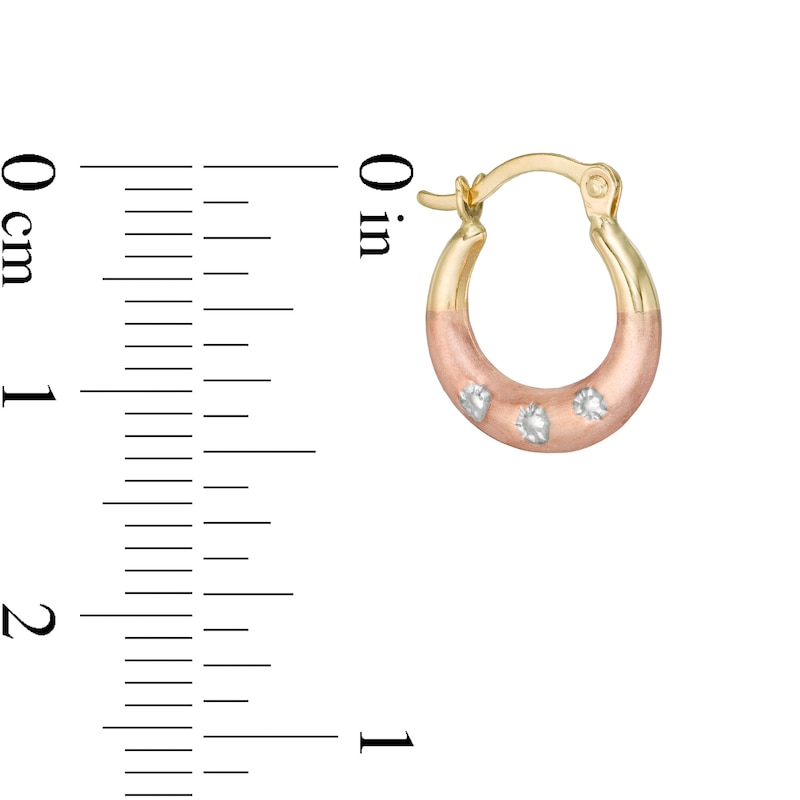 Main Image 2 of Child's Diamond-Cut Hoop Earrings in 10K Stamp Hollow Tri-Tone Gold