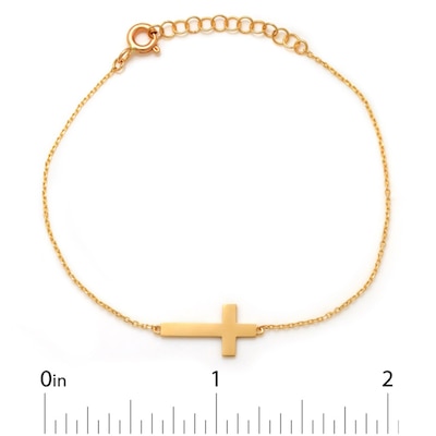 Child's Sideways Cross Bracelet in 10K Gold - 6.5"