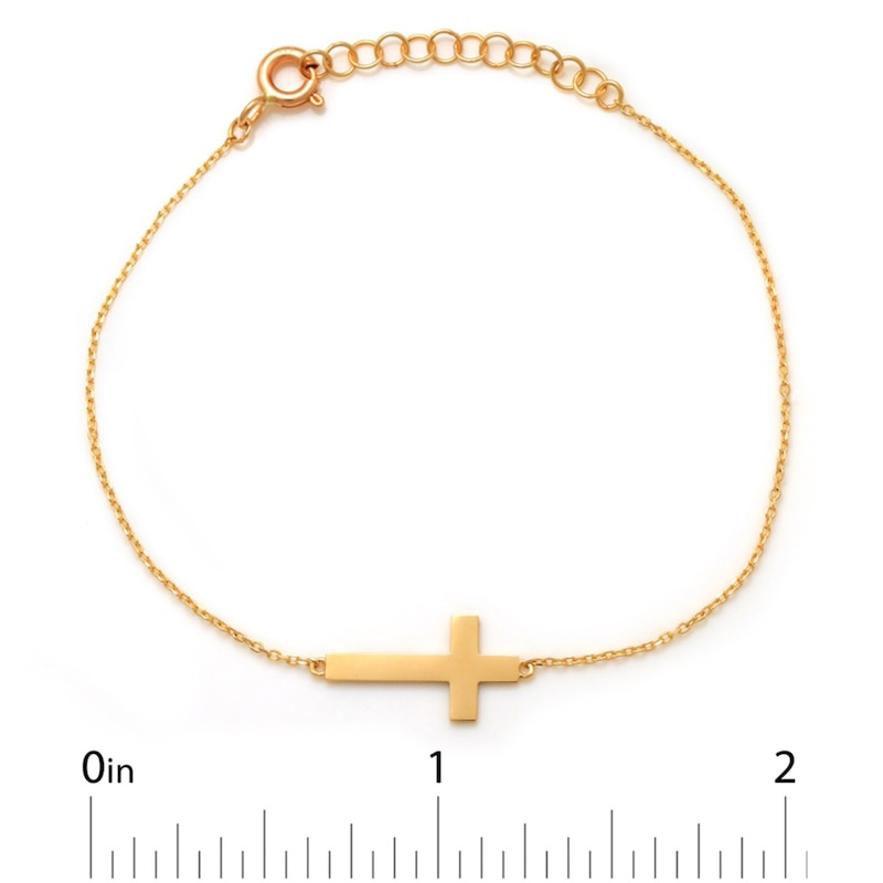 Child's Sideways Cross Bracelet in 10K Gold - 6.5"