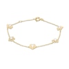 Thumbnail Image 1 of Child's Freshwater Cultured Pearl Flower Station Bracelet in 10K Gold - 6.5"