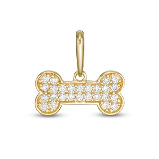 Child's Cubic Zirconia Dog Bone Charm in 10K Gold