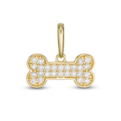Child's Cubic Zirconia Dog Bone Charm in 10K Gold