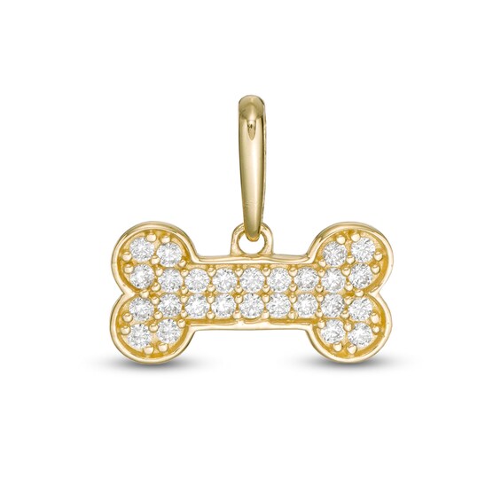 Child's Cubic Zirconia Dog Bone Charm in 10K Gold