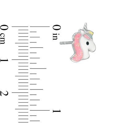 Child's Enamel Unicorns, Hearts, and Rainbows Stud Earrings Set in Sterling Silver