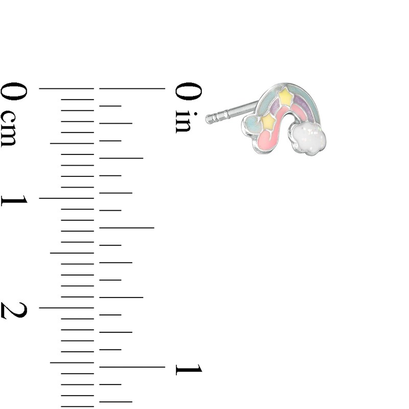 Main Image 4 of Child's Enamel Unicorns, Hearts, and Rainbows Stud Earrings Set in Sterling Silver