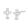 Thumbnail Image 1 of Child's Cubic Zirconia Cross Stud Earrings in Sterling Silver