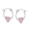 Thumbnail Image 1 of Child's Iridescent Pink Crystal Heart Hoop Earrings in Sterling Silver
