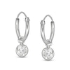 Thumbnail Image 1 of Child's Cubic Zirconia Solitaire Dangle Hoop Earrings in Sterling Silver