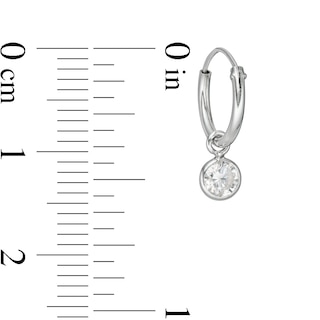 Child's Cubic Zirconia Solitaire Dangle Hoop Earrings in Sterling Silver