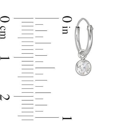 Child's Cubic Zirconia Solitaire Dangle Hoop Earrings in Sterling Silver