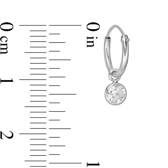 Child's Cubic Zirconia Solitaire Dangle Hoop Earrings in Sterling Silver