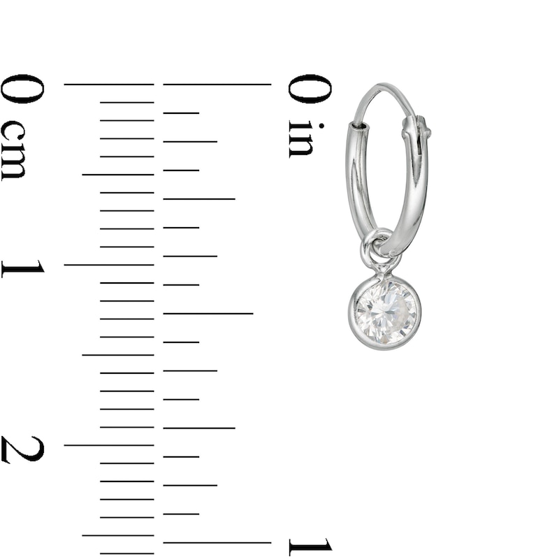Main Image 2 of Child's Cubic Zirconia Solitaire Dangle Hoop Earrings in Sterling Silver