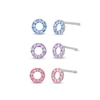 Thumbnail Image 1 of Child's Blue, Purple, and Pink Crystal Circle Stud Earrings Set in Sterling Silver