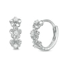 Thumbnail Image 0 of Child's Cubic Zirconia Linear Flower Trio Huggie Hoop Earrings in Sterling Silver