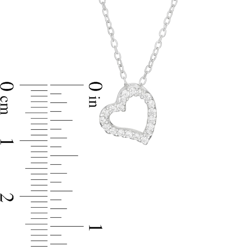 Main Image 2 of Child's Cubic Zirconia Tilted Heart Pendant in Sterling Silver - 15"