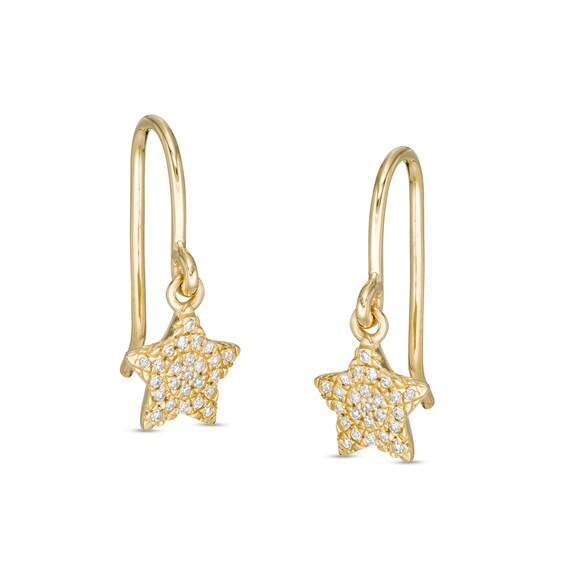 1/10 CT. T.W. Diamond Star Dangle Drop Earrings in 10K Gold