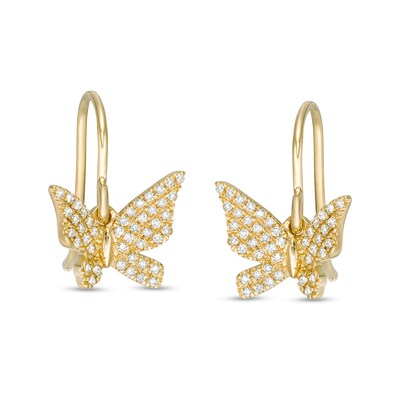 1/6 CT. T.W. Diamond Butterfly Dangle Drop Earrings in 10K Gold