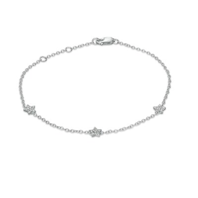 1/20 CT. T.W. Diamond Star Station Bracelet in Sterling Silver - 7.5"