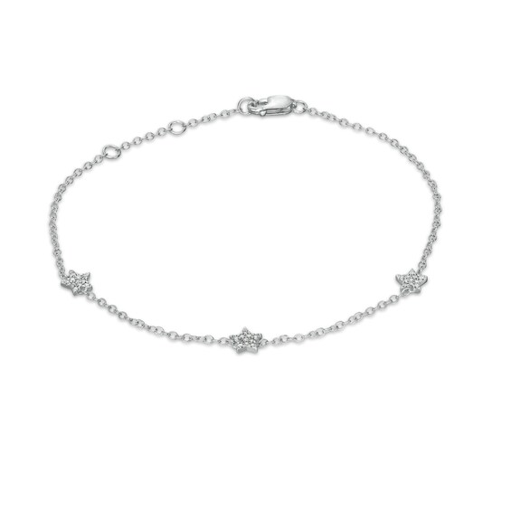 1/20 CT. T.W. Diamond Star Station Bracelet in Sterling Silver - 7.5"