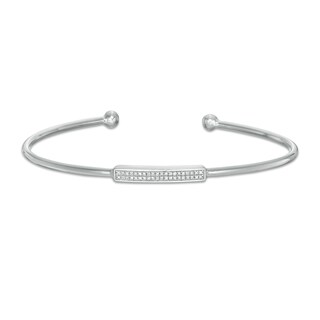 1/15 CT. T.W. Diamond Double Row Bar Cuff in Sterling Silver