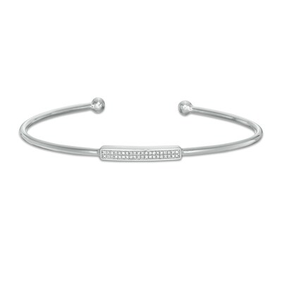 1/15 CT. T.W. Diamond Double Row Bar Cuff in Sterling Silver
