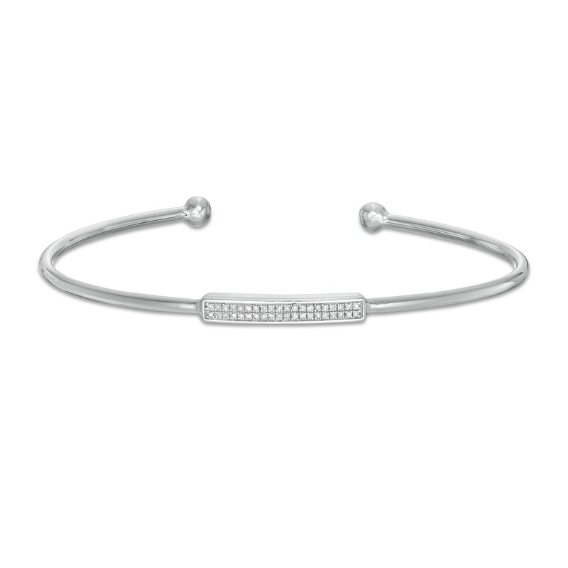 1/15 CT. T.W. Diamond Double Row Bar Cuff in Sterling Silver