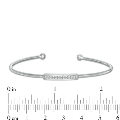 1/15 CT. T.W. Diamond Double Row Bar Cuff in Sterling Silver