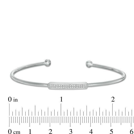 1/15 CT. T.W. Diamond Double Row Bar Cuff in Sterling Silver