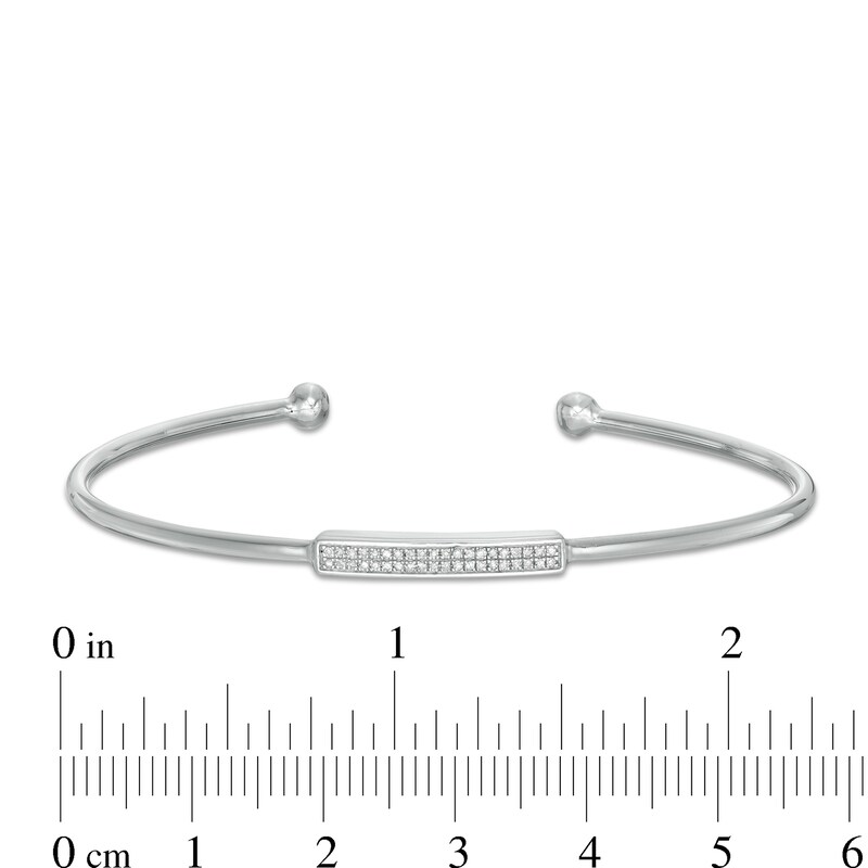 Main Image 2 of 1/15 CT. T.W. Diamond Double Row Bar Cuff in Sterling Silver