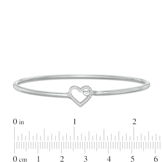 1/20 CT. T.W. Diamond Heart Outline Bangle in Sterling Silver