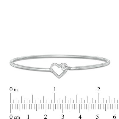 1/20 CT. T.W. Diamond Heart Outline Bangle in Sterling Silver
