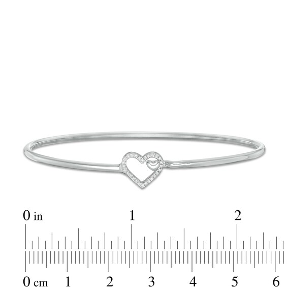 1/20 CT. T.W. Diamond Heart Outline Bangle in Sterling Silver