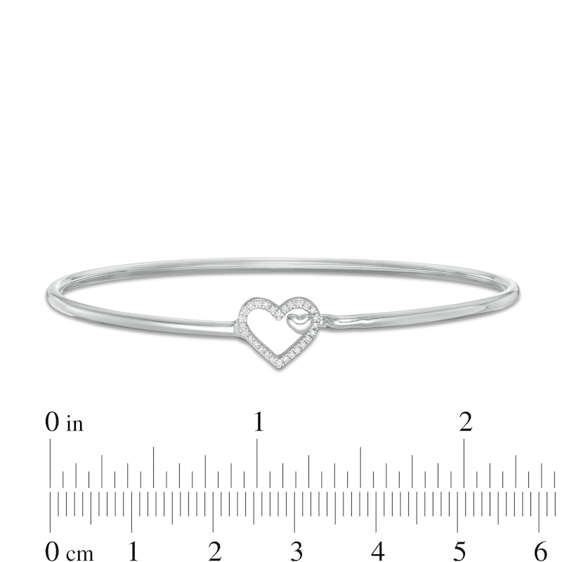 1/20 CT. T.W. Diamond Heart Outline Bangle in Sterling Silver