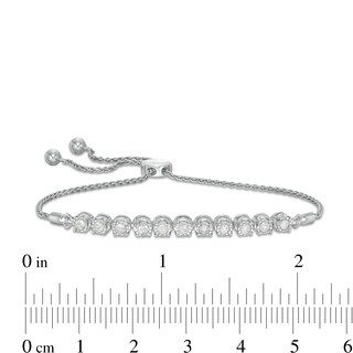 1/2 CT. T.W. Diamond Bolo Bracelet in Sterling Silver - 9.5"