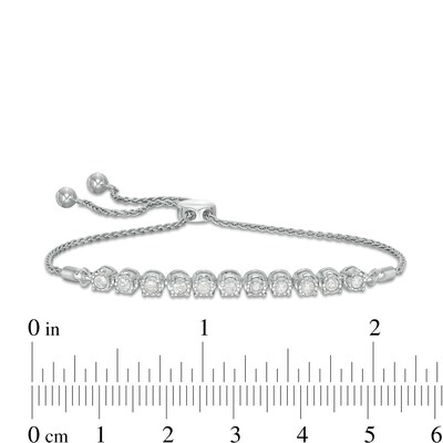 1/2 CT. T.W. Diamond Bolo Bracelet in Sterling Silver - 9.5"