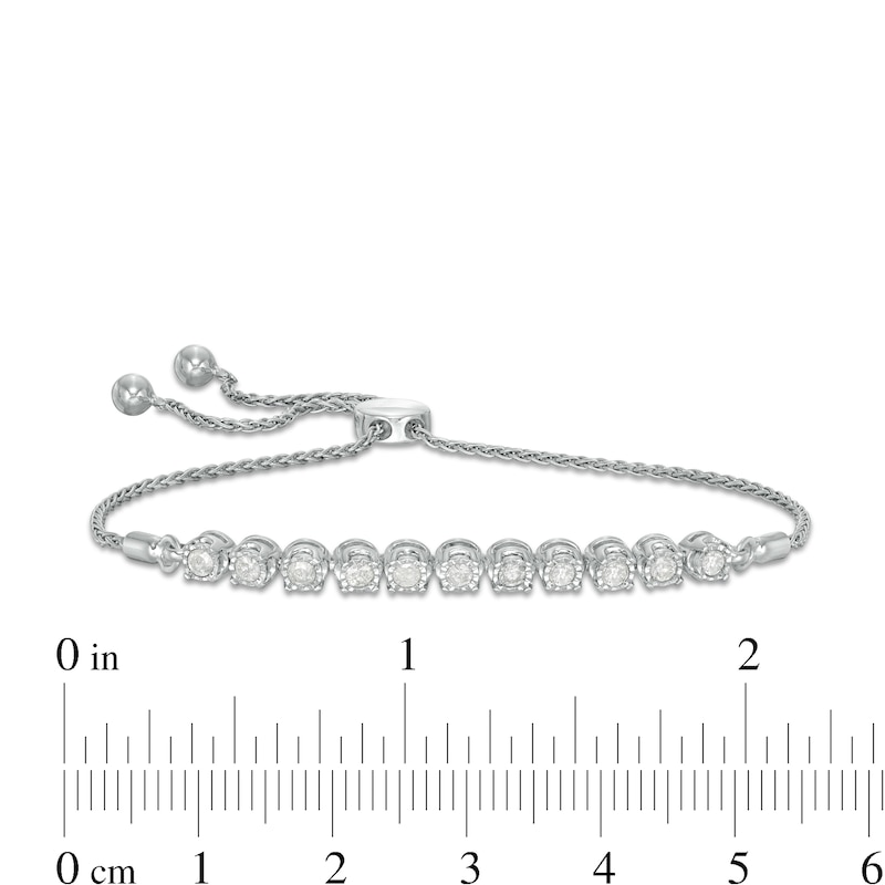 Main Image 2 of 1/2 CT. T.W. Diamond Bolo Bracelet in Sterling Silver - 9.5"
