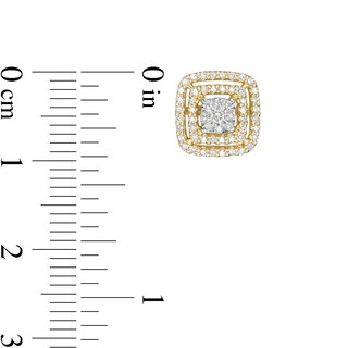 3/8 CT. T.W. Diamond Open Double Cushion Frame Stud Earrings in 10K Gold