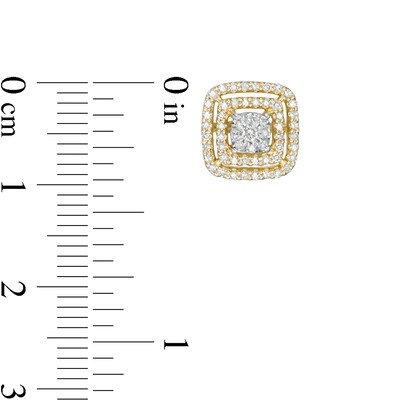 3/8 CT. T.W. Diamond Open Double Cushion Frame Stud Earrings in 10K Gold