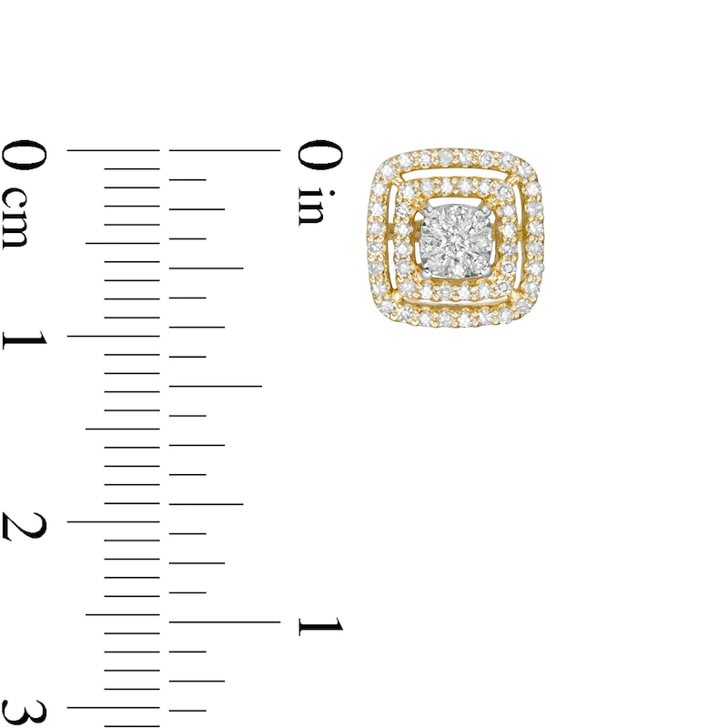 Main Image 2 of 3/8 CT. T.W. Diamond Open Double Cushion Frame Stud Earrings in 10K Gold