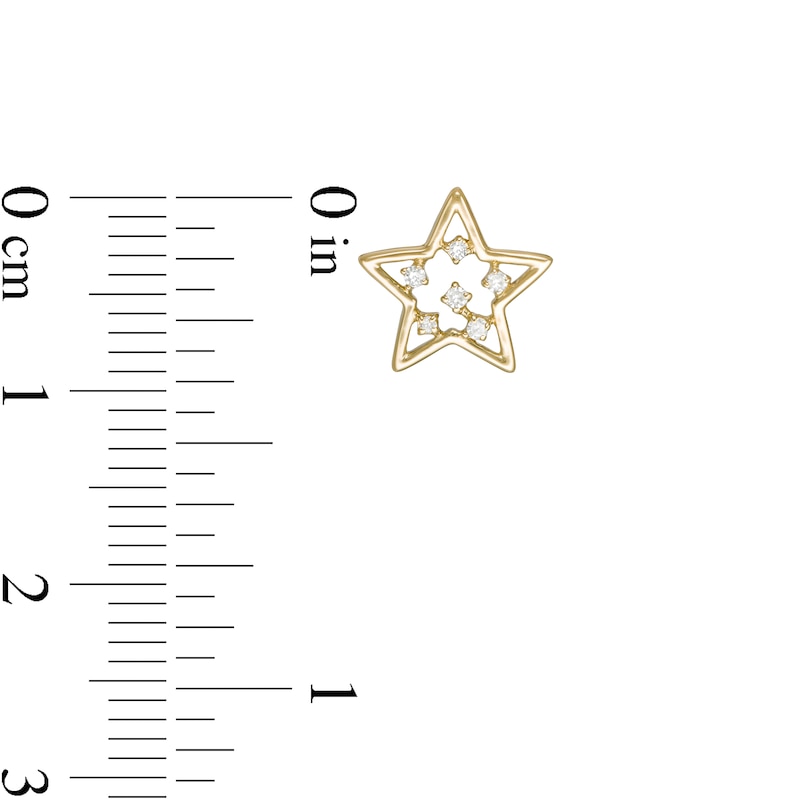 Main Image 2 of 1/20 CT. T.W. Diamond Star Outline Stud Earrings in 10K Gold
