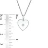 Diamond Accent White Enamel Heart Pendant in Sterling Silver - 16"