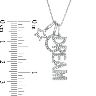 Diamond Accent "DREAM" Theme Charms Pendant in Sterling Silver