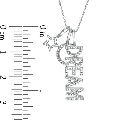 Diamond Accent "DREAM" Theme Charms Pendant in Sterling Silver