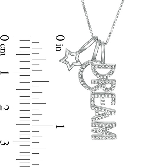 Diamond Accent "DREAM" Theme Charms Pendant in Sterling Silver