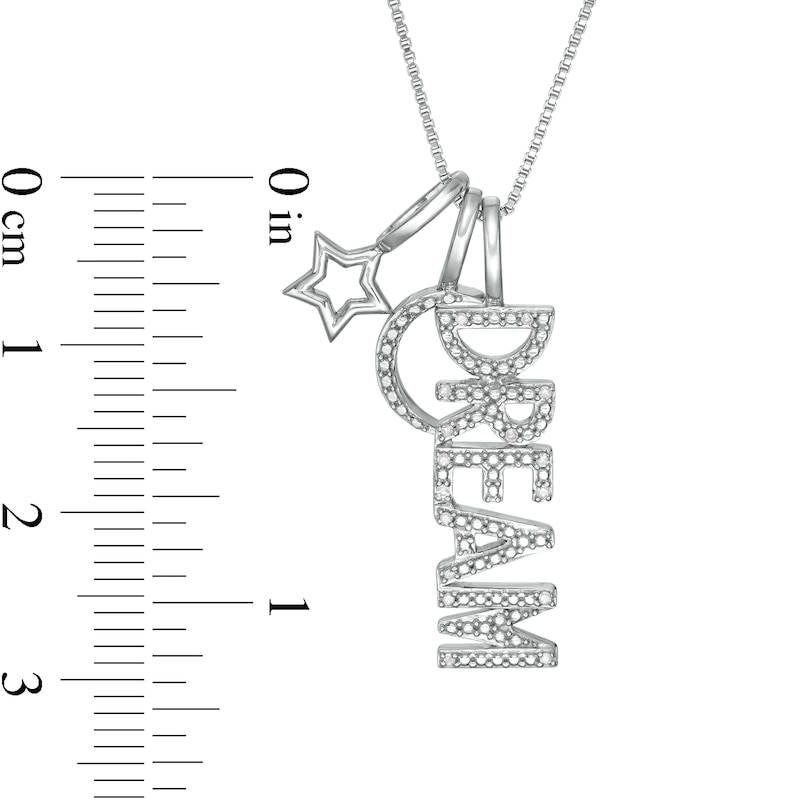 Diamond Accent "DREAM" Theme Charms Pendant in Sterling Silver