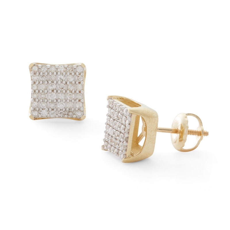 1/3 CT. T.W. Composite Diamond Rounded Square Stud Earrings in 10K Gold