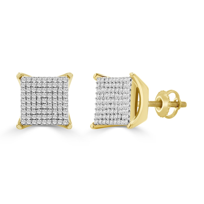 1/3 CT. T.W. Composite Diamond Rounded Square Stud Earrings in 10K Gold